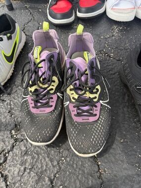 Nike Black Athletic Shoes with Purple and Lime Accents